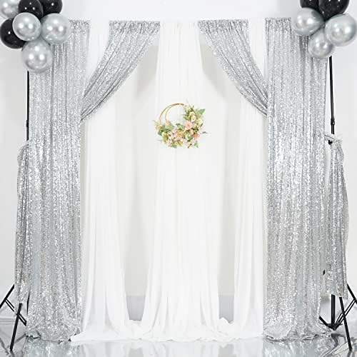 Poise3EHome Silver Sequin Backdrop Curtains,4 Panels 2FTx8FT Glitter Background for Party Birthday Party Baby Shower Wedding Christmas Thanksgiving Halloween Holiday Festival Decor - Image 5