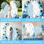 2PCS Blue Bows Arch Backdrop Covers Kit (6FT+5FT), Blue White Photography Background Stand Covers with 44 Satin Bows for Bridal Baby Shower Birthday Party 3D Bowknot Photo Booth Decor - Image 2