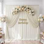 10ftx10ft Wrinkle Free Beige Backdrop Curtains for Parties, Silky Polyester Photo Backdrop Drapes 2 Panels 5x10ft Back Drop Cloth for Wedding Birthday Baby Shower Photography Background - Image 5