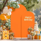Orange Arch Backdrop Cover 2 Set - 7.2FT, 6FT Spandex Fitted Wedding Arch Stand Covers Round Top Chiara Arch Backdrop Stands Cover for Birthday Parties Banquet Photo Background Decoration - Image 4