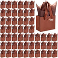 Qilery 50 Pcs Wedding Paper Gift Bags Bulk with Tissue Paper Small Gift Bags with Handle and Tags for Birthday Wedding 4th of July Party Business(Dark Brown,4.7 x 2.4 x 3.9'') by Qilery