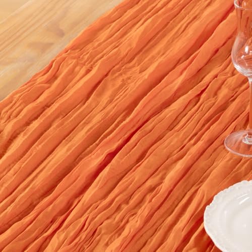 DeZerlor Orange Cheesecloth Table Runners 10 Pack Summer Boho Runners - Image 3