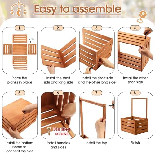 Suzile Baby Shower Crate Wooden Closet Baby Basket Gift,Claybank - Image 4