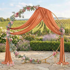 Pack of 2 Wedding Arch Drape Panel Fabric 30" x 30ft - Coral Peach - Image 3