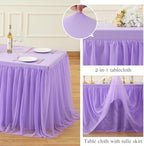 HB HBB MAGIC Purple Table Cloths 6 Foot Rectangle Tulle Table Skirt Rectangle Tables 6ft Fitted Spandex Table Covers Stretch Elastic Banquet Wedding Baby Shower Birthday Party Table Cloths - Image 5