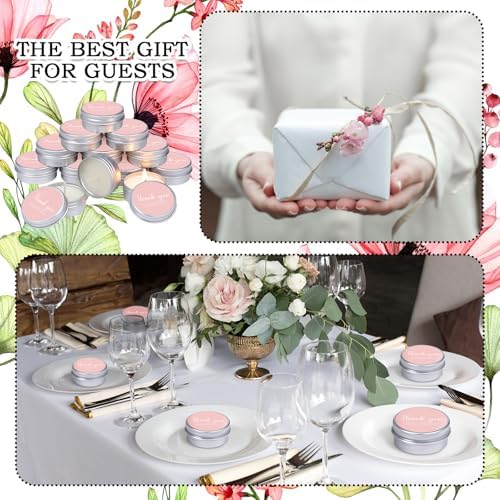 Mtlee 50 Pcs Pink Wedding Thank You Candles Gifts for Guests Baby Shower - Image 5