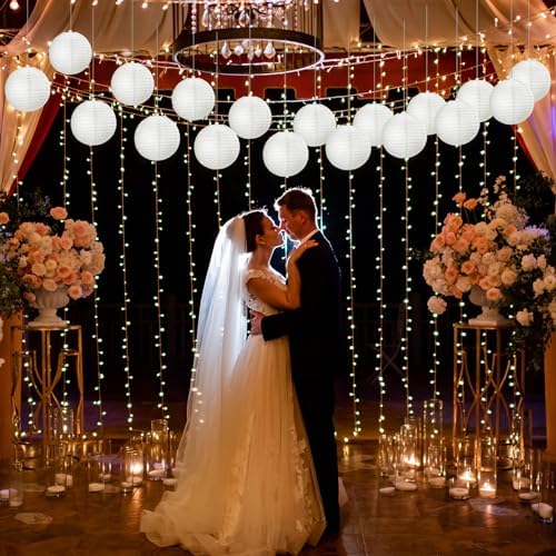 Treela 90Pack White Chinese Paper Lantern for Wedding Party Decor, 4 Inch - Image 5