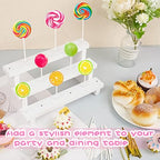 2Pcs Wood Cake Pop Stand, White Lollipop Holder 3 Tier with Twist Ties Lollipop Sticks, 17 Holes Sucker Display Riser for Dessert Table of Wedding Birthday Party - Image 5