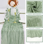 12 Pcs 10FT Sage Green Cheesecloth Table Runner 35 x 120 Inches Long Runner for Tables Gauze Fabric Boho Table Runner Decoration Rustic Sheer Runner for Wedding Baby Shower Birthday Party (Sage Green) - Image 2
