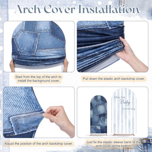 Mindsoft 2 Pcs Arch Cover Backdrop, Blue A Blue Jean - Image 6