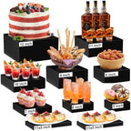 10 Pcs Large Acrylic Buffet Risers, Black Food Display Stands for Buffet, Dessert Table, Jewelry, and Catering, Stackable Food Risers with Hollow Bottoms, Nesting Cube Box (12"-11"-10"-9"-8"-7"-6"-5") by LifeIdeas