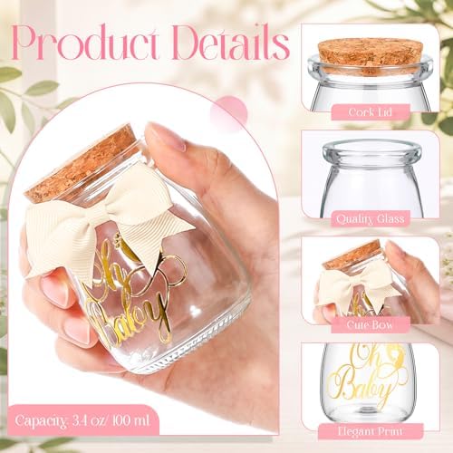 Funnymoom 24 Sets Baby Shower Bottles Favors for Guests Glass 100 ml Milk Jar with Ribbons and Stickers Decorations for Gender Reveal Newborn Centerpiece Party Favor (Soft Pastel,Baby) - Image 4