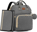 ROSEGIN Baby Diaper Bag Backpack with Changing Pad, Pacifier Case, for Boy Girl Toddler - Large, Stylish, Waterproof Travel Quilted Diaper Bag for Mom - Baby Shower Gifts - Grey by ROSEGIN