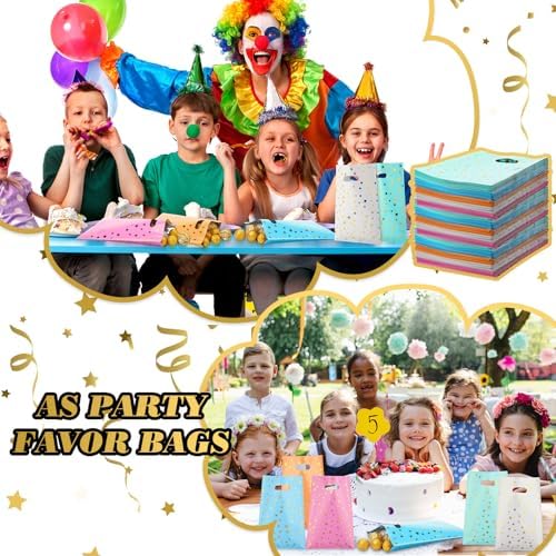 Lerheedi 500 Pcs Plastic Party Favor Bags with Handles Bulk Goodie Treat Bags 9.45'' x 6.3'' Gift Bag Shopping Bag for Birthday Wedding, Christmas, Small Business Retail Store - Image 2