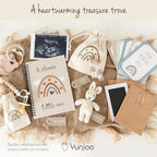 Yunioo Baby Keepsake Box with Baby Memory Book, Newborn Footprint Kit, Baby Milestone Cards, Tooth Fairy Keepsake Tubes and Memory Organizer Envelopes. Unisex Baby Shower Box for Boy or Girl - Image 2