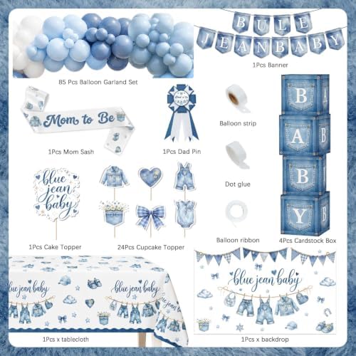 Blue Jean Denim Baby Shower Decorations for Boy - Image 6