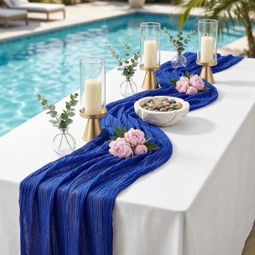 20 Pack Royal Blue 17 x 108 Inch Cheesecloth Table Runner - Boho Gauze Sheer Fabric for Wedding Baby Shower Party Home Decor - Image 3