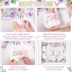 Ctosree 31 Pieces Butterfly Baby Shower Diaper Game 1 Diaper Baby Shower Game Board 7 Diapers 10 Plastic Balls 1 Organza Bag for Bridal Games Boy Girl - Image 5