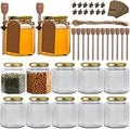 12 Pack 16 oz Hexagon Honey Jars with Dippers by Woaiwo-q