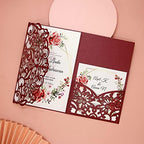 FOMTOR Laser Cut Wedding Invitation Cards Set w/Envelopes & Inserts & Seals – for Wedding, Bridal Shower, Graduation, Birthday Party, Engagement, Anniversary Red 50Pcs - Image 7