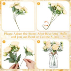 Zeyune 6 Sets Mason Jar Table Centerpiece with Artificial Peony Baby's Breath Flower Centerpieces Faux Flowers with Rope for Wedding Reception Engagement Bridal Shower Rustic Table Decor(Champagne) - Image 2