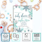 Amanda Creation Custom Baby Shower Invites Boy Snowflake Baby Shower Invitation 20 5x7 Custom Personalized Winter Invites With Envelopes - Image 2