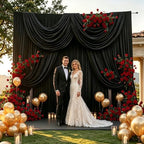 40FT x 10F Black Backdrop Curtain for Parties, Polyester Black Curtains with Rod Pockets, Photography Backdrop Drapes for Wedding, Home Party,Concerts, Retail,Family Events, Graduation Decorations by Creativepartyuniquedecorat