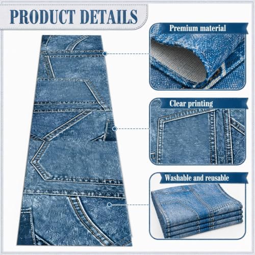 7Pcs 72 x 13'' Blue Jean Table Runners Blue Jean Baby Shower Decorations Denim Table Runner Tablecloth for Baby Shower Denim and Diamonds Engagement Wedding Birthday Dining Kitchen Decor (1 Design) - Image 3