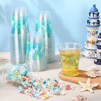 100 Pcs Seashell Plastic Cups 12 oz Summer Beach Starfish Disposable Plastic Drinking Cups Bulk for Under the Sea Ocean Pool Birthday Wedding Bridal Baby Shower Party Decoration Supplies - Image 6