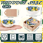 SiliFine 12 Pcs Capri Lemon Party Favors for Guests Small Ceramic Bowl Bulk Gifts Set 3.3 Inch Floral Design Mini Dipping Sauce Dish with Card Box for Bridal Pooja Baby Shower Birthday Guest Gift - Image 2