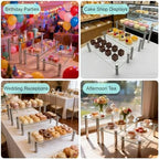 6 Pack Tempered Glass Display Stands Set, 13 Inch Rectangular Cake Stand - Image 5