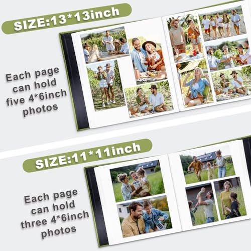 Large Photo Album Self Adhesive, DIY Scrapbook Album for 600 Photos, 13"x12.6" 120 Pages Matcha Linen Cover Memory Book - Image 5