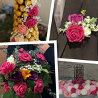 50pcs Pink White Foam Fake Roses with Stems Hot Pink Fuschia Blush Artificial Flowers Real Looking for Wedding Bouquets Bridal Shower Centerpieces Floral Arrangements Party Tables Home Decor Bulk - Image 5