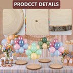 Amyhill 6 Set Balloon Stand Centerpiece for Table with Round Circles Slices Wooden Stand Holder Stick for Birthday Party Baby Shower Gender Reveal Graduation Rustic Wedding DIY Decor - Image 3