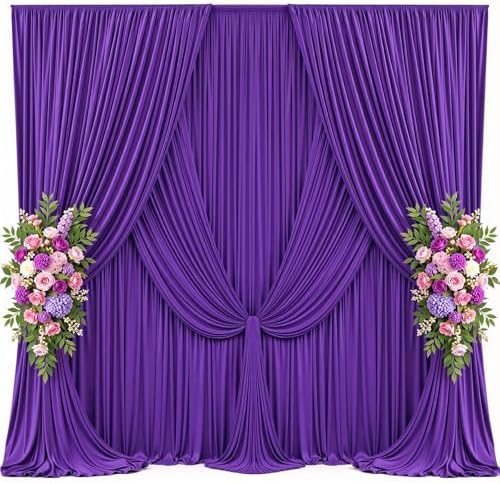 20x15ft Purple Backdrop Curtains for Baby Shower Parties Wrinkle Free Fabric Backdrop Curtain Wedding Photo Drapes Backdrop for Girls Birthday Party Bridal Shower Photography Back Drop 4 Panels 5x15FT by Suppromo