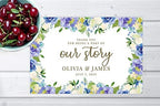 Andaz Press Custom Personalized Disposable Paper Placemats, 12 x 18 Inch, Set of 25, Thank You for Being A Part of Our Story Blue Hydrangea Floral, Tableware, Table Setting for Wedding, Bridal Shower - Image 4