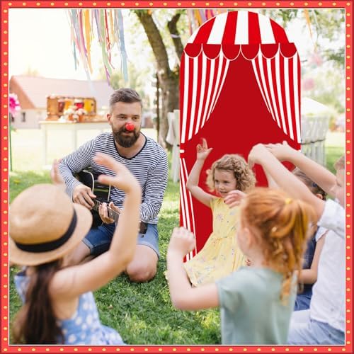 6 FT Carnival Circus Theme Arch Backdrop Cover Circus Tent Red White Stripe - Image 6