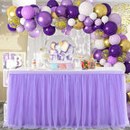 Suppromo Purple Tulle Table Skirt Tutu Table Cloth for Rectangle Tables or Round Tables for Baby Shower Girl Mermaid Birthday Party Wedding Cake Dessert Home Decoration(L14(ft) H 30in, Purple) - Image 3