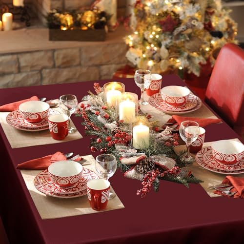 sancua 2 Pack Burgundy Tablecloths 60x120 Inch for 8 Feet Rectangle Tables - Image 3