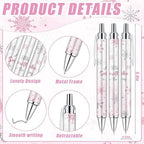 145 Pieces Little Snowflake Baby Shower Favors for Guest Pink Girl Ballpoint Pens and Keychains Gifts Bulk Winter Retractable Baby Shower Pens Gender Reveal Thank You Cards Souvenirs Prizes - Image 2
