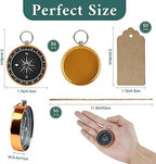 50 Sets/100pcs Compass Favor Bulk: Compass Keychain & Kraft Tags (Gold) - Image 2