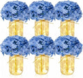 6 Sets Hydrangea Mason Jar Centerpiece with LED Lights for Wedding by Tianxunewtig