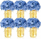 6 Sets Hydrangea Mason Jar Centerpiece with LED Lights for Wedding by Tianxunewtig