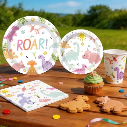 293pcs Pink Dinosaur Birthday Decorations for Girl, All-in-1 set, 25 Guests - Image 5