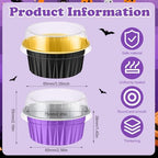 200 Pack Aluminum Cupcake Liners with Lids,Purple Black,Halloween - Image 4