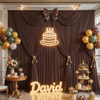 20x8ft Brown Backdrop Curtain for Parties Wrinkle Free Fabric Backdrop Curtain Wedding Photo Backdrop Drapes for Birthday Party Baby Shower Bridal Shower Photography Brown Back Drop 4 Panels 5x8FT - Image 3