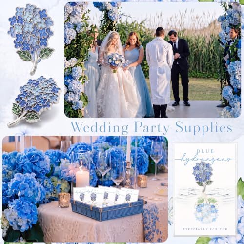50 Sets Blue Hydrangea Gifts Enamel Pins Cards Wedding Favors Bulk - Image 6
