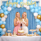 Baby Blue Glitter Sequin Backdrop Curtains 2 Pcs 5FTx10FT Baby Shower Party Backdrop for Boy Gorgeous Photography Fabric Drapes - Image 2