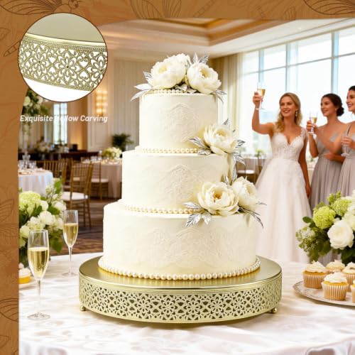 Cake Stand, Metal Round Cupcake Dessert Stand Cake Display Holder Cookies Fruit Serving Tray Decor for Wedding Party Birthday Baby Showers Anniversary (18 in, Gold) - Image 2