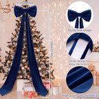 Wavwavw Christmas Giant Velvet Bow Decor Navy Blue Big Bow, 75 x 18 Inches - Image 3